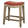 New Pacific Direct New Pacific Direct 198625B-67 Elmo Bonded Leather Counter Stool Mystique Gray Frame; Red 198625B-67